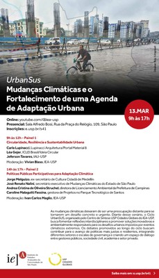 Convite UrbanSUS: Mudanças Climáticas e o Fortalecimento de uma Agenda de Adaptação Urbana