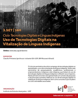 Convite "Uso de Tecnologias Digitais na Vitalização de Línguas Indígenas"