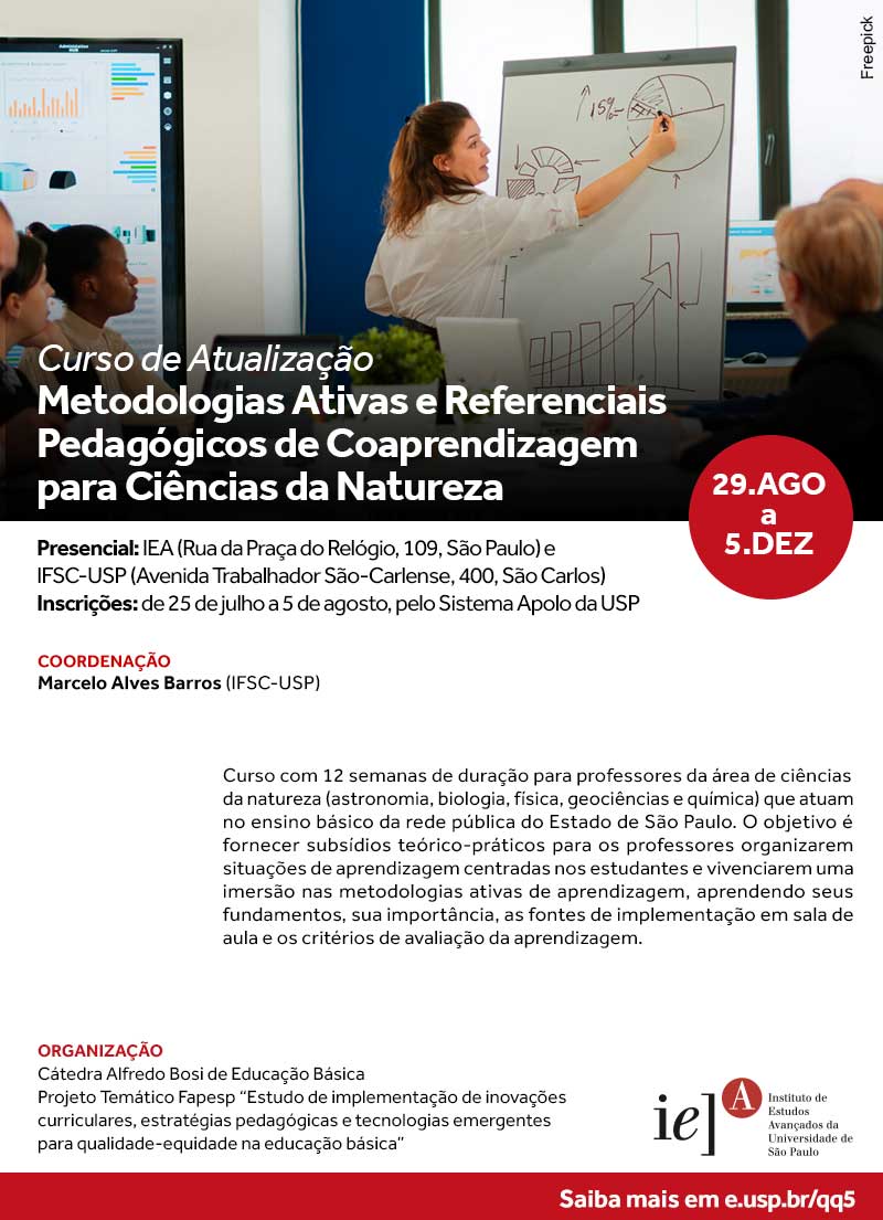 Curso "Metodologias Ativas e Referenciais Pedagógicos de Coaprendizagem para Ciências da Natureza"