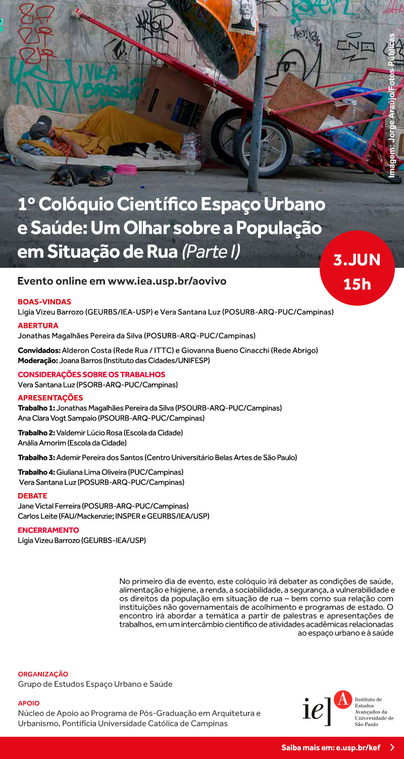 I Colóquio Científico Espaço Urbano e Saúde: um Olhar sobre a População em Situação de Rua (Parte I)