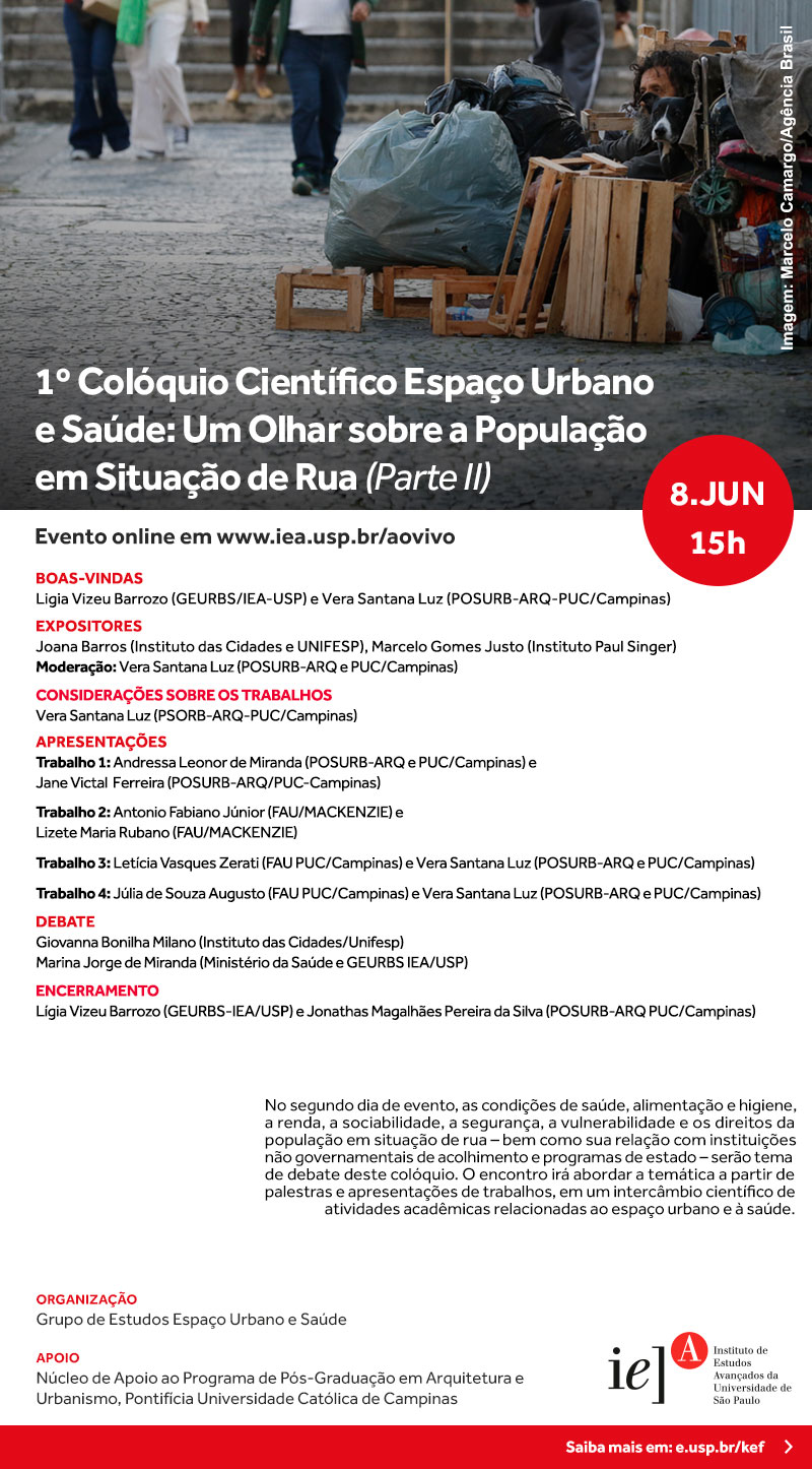 I Colóquio Científico Espaço Urbano e Saúde: um Olhar sobre a População em Situação de Rua (Parte II)
