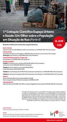 I Colóquio Científico Espaço Urbano e Saúde: um Olhar sobre a População em Situação de Rua (Parte II)