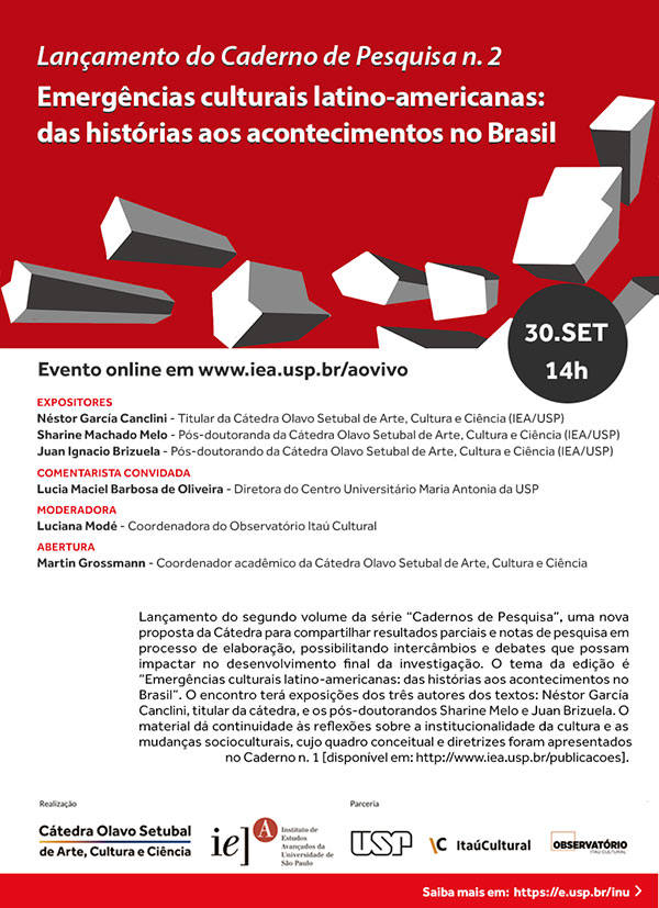 Lançamento do Caderno de Pesquisa nº 2 - Emergências Culturais Latino-Americanas: das Histórias aos Acontecimentos no Brasil