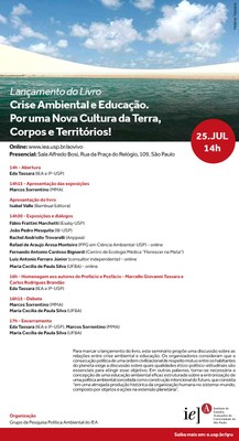 Lançamento do livro "Crise Ambiental e Educação. Por uma Nova Cultura da Terra, Corpos e Territórios!"