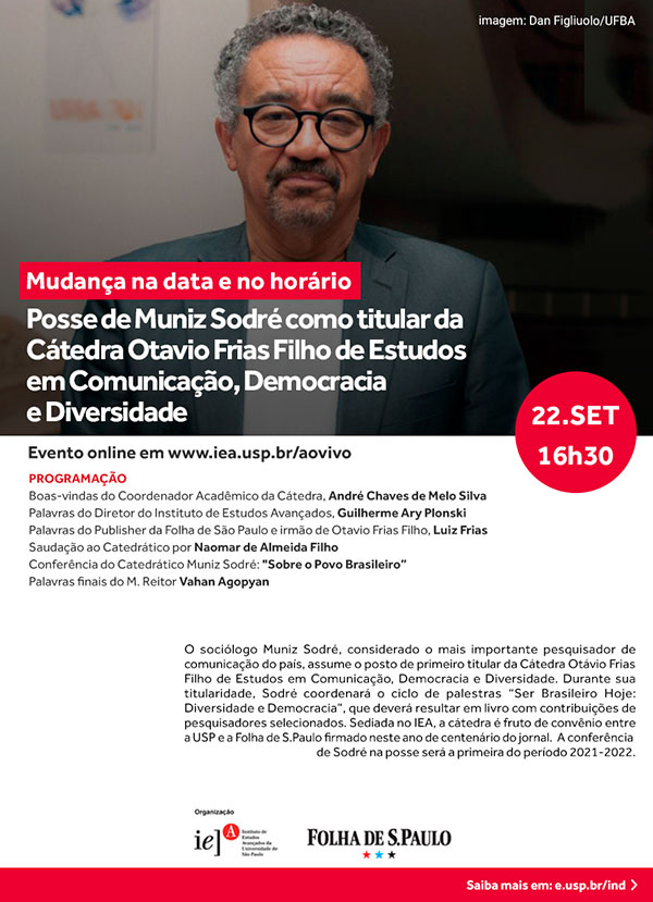 Muniz Sodré assume Cátedra Otavio Frias Filho dia 20 de setembro