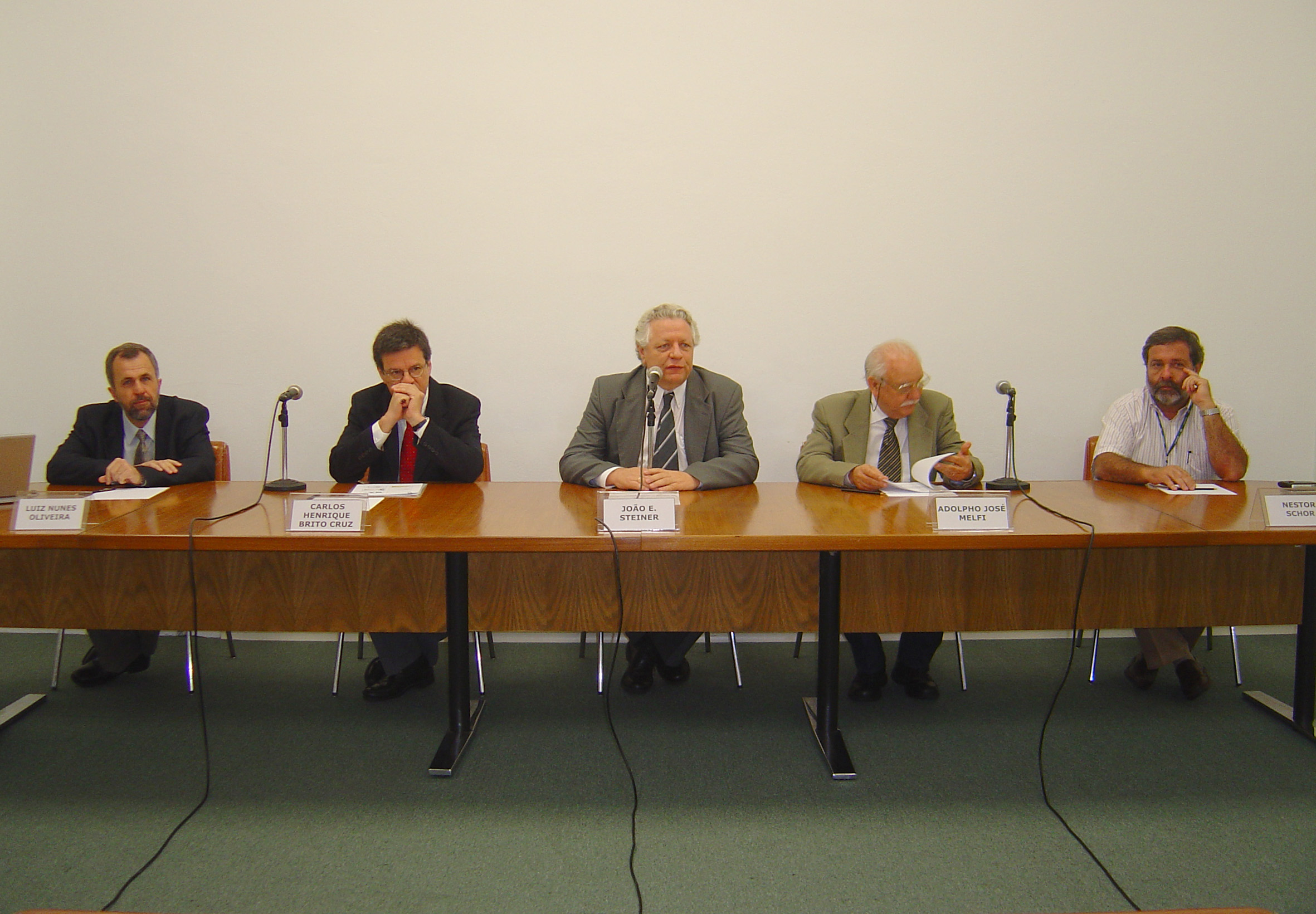 Luiz Nunes de Oliveira, Carlos Henrique de Brito Cruz, João Steiner, Adolpho José Melfi e Nestor Shor
