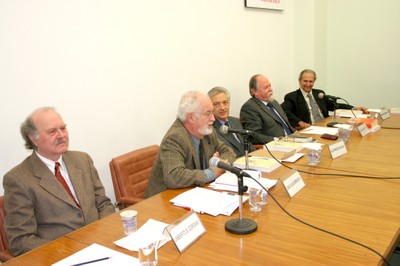 Umberto Cordani, Carlos Guilherme Mota, Alfredo Bosi, Jacques Marcovitch e Sérgio Mascarenhas