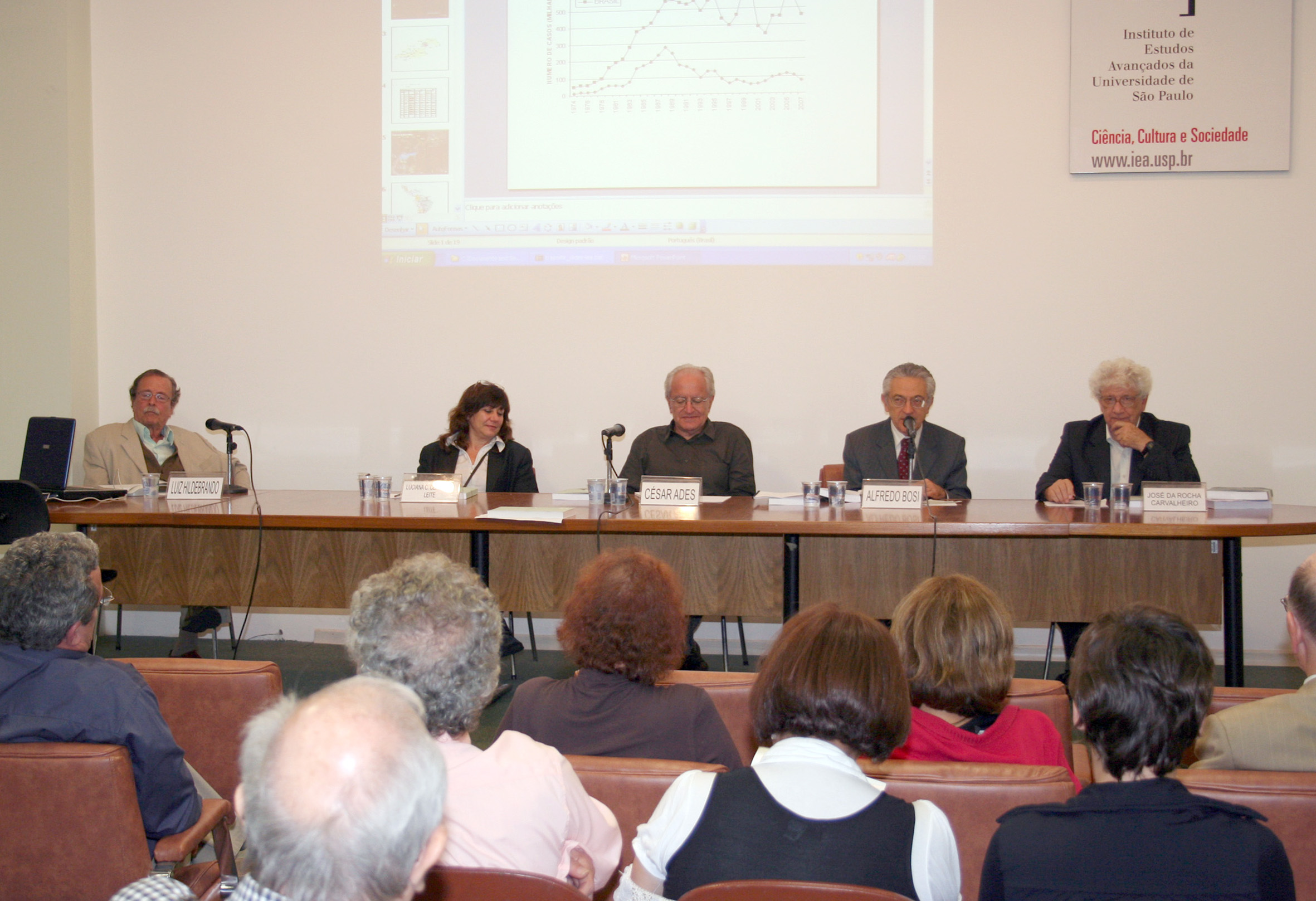 Luiz Hildebrando Pereira da Silva, Luciana Cerqueira Leite, César Ades, Alfredo Bosi e José da Rocha Carvalheiro
