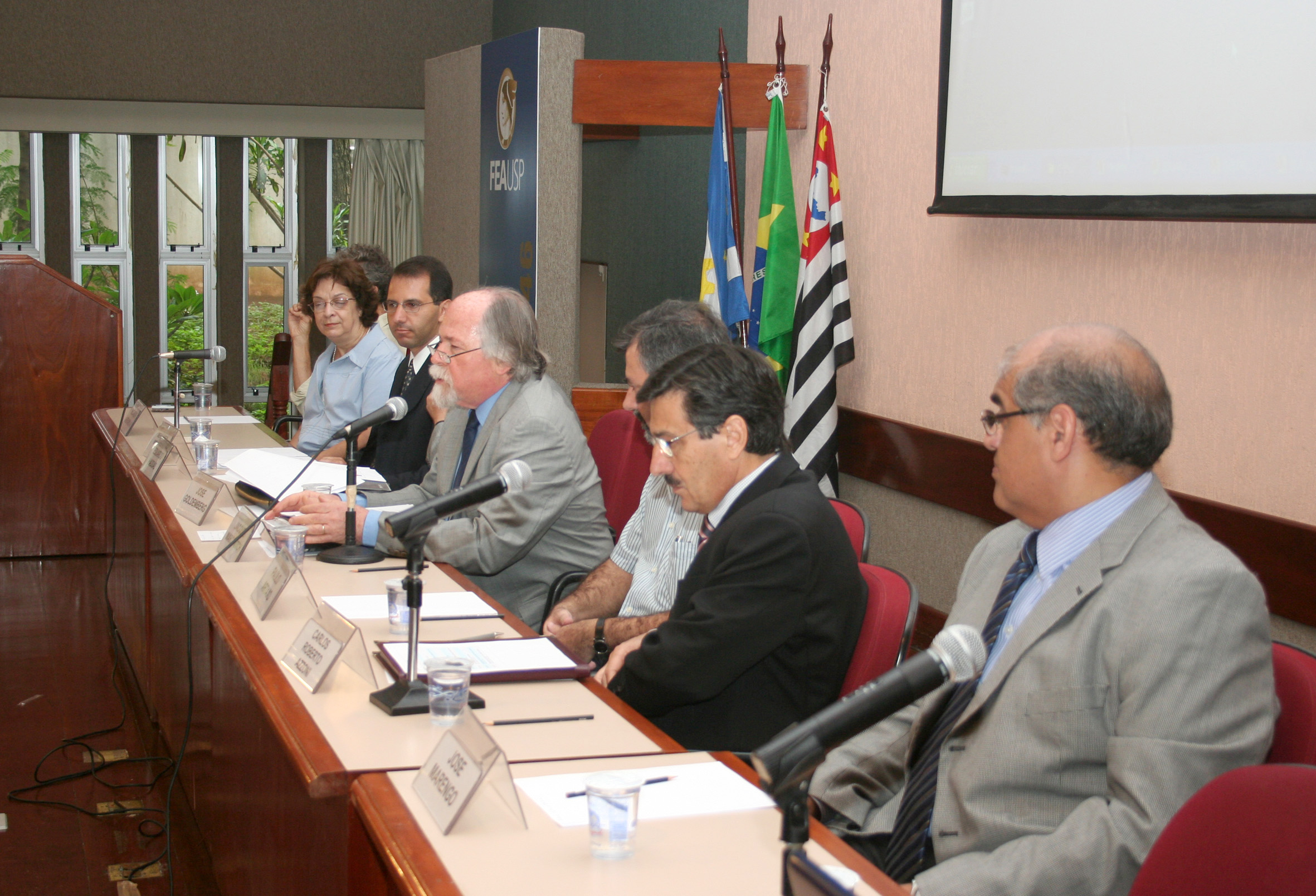 Vera Lúcia Imperatriz Fonseca, Eduardo Haddad, Jacques Marcovitch, Paulo Artaxo, Carlos Roberto Azzoni e José Marengo