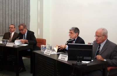 Carlos Eduardo Lins da Silva, Luiz Gylvan Meira Filho, Celso Amorim e César Ades