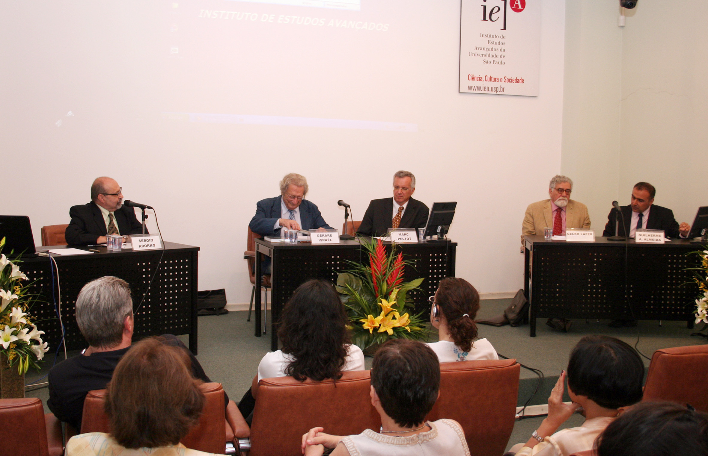 Sérgio Adorno, Gérard Israël, Marc Peltot, Celso Lafer e Guilherme Assis de Almeida