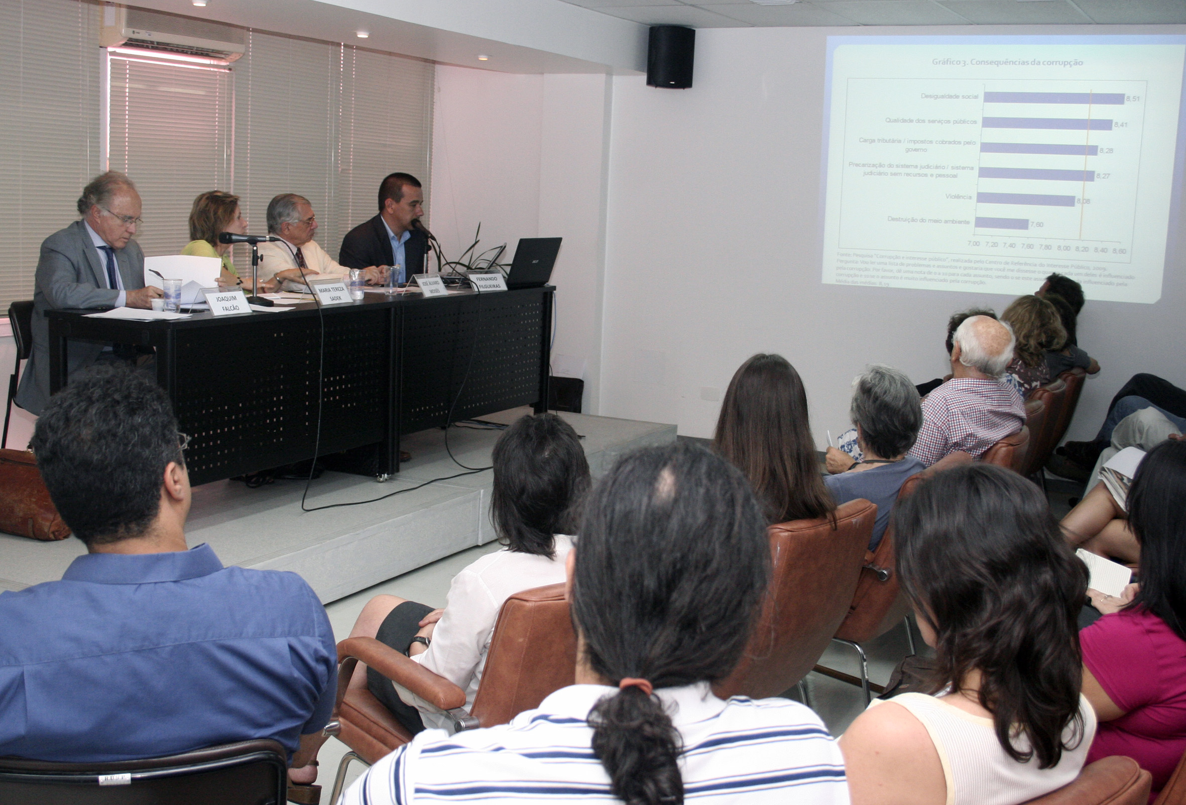 Joaquim Falcão, Maria Tereza Sadek, José Álvaro Moisés e Fernando Filgueiras