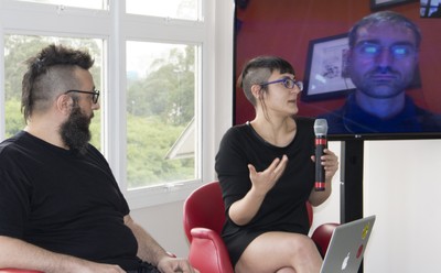 Salvatore Iaconesi, Oriana Persico e Luca Simeoni via video conferência