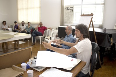Horst Hoheisel e Andreas Knitz na condução do workshop.