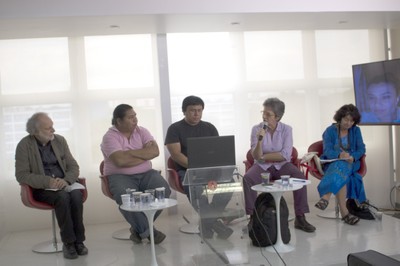 Massimo Canevacci, Kleber Rodrigues Meritororeu, Félix Rondon Adugoenau, Sylvia Caiuby Novaes e Betty Mindlin, ao fundo Flávia Kremer via videoconferência