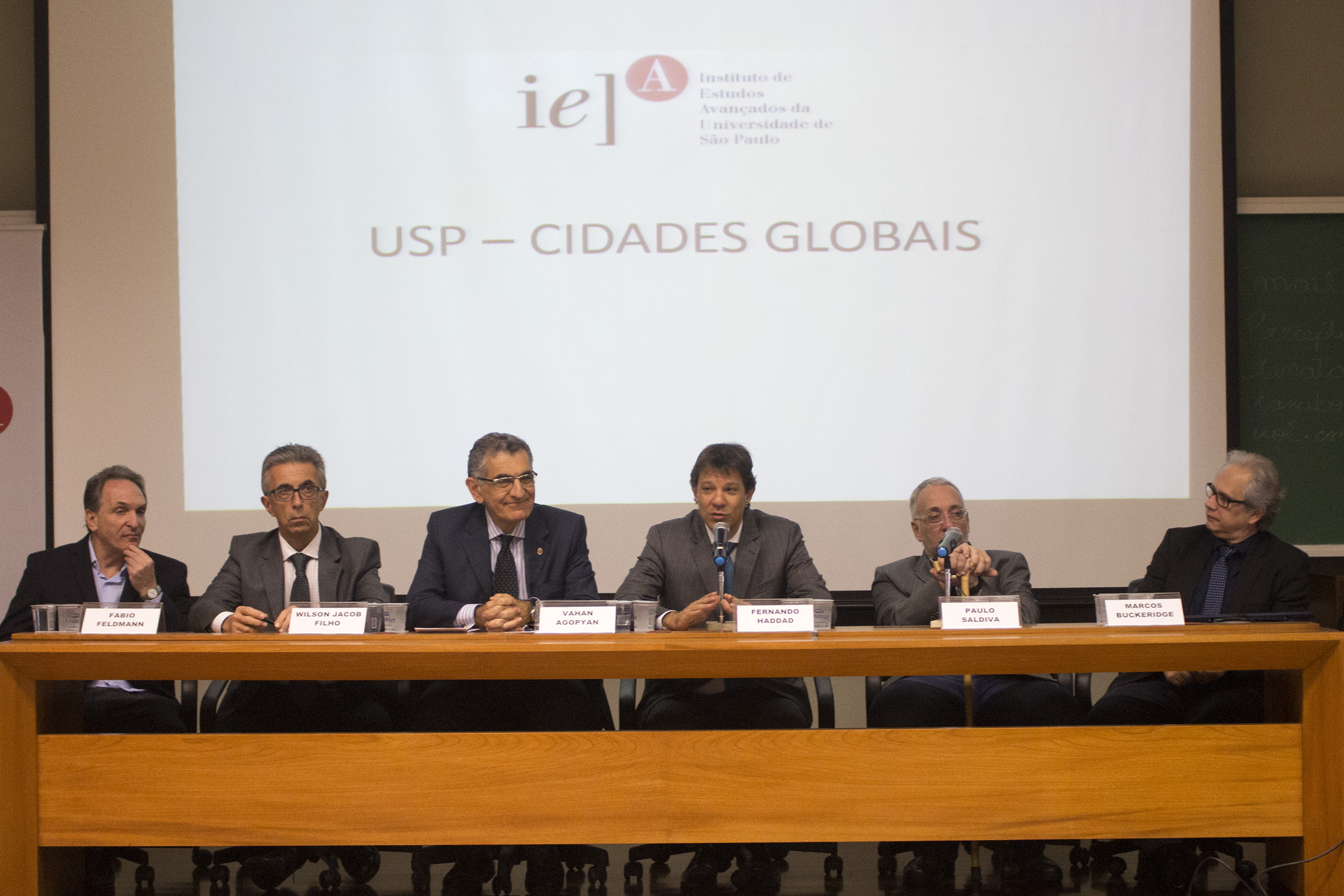 Fábio Feldmann, Wilson Jacob Filho, Vahan Agopyan, Fernando Haddad, Paulo Saldiva e Marcos Buckeridge