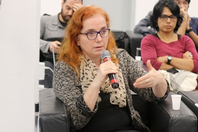 Maria Cristina Nicolau Kormikiari Passos fala durante o debate - 05/06/2018