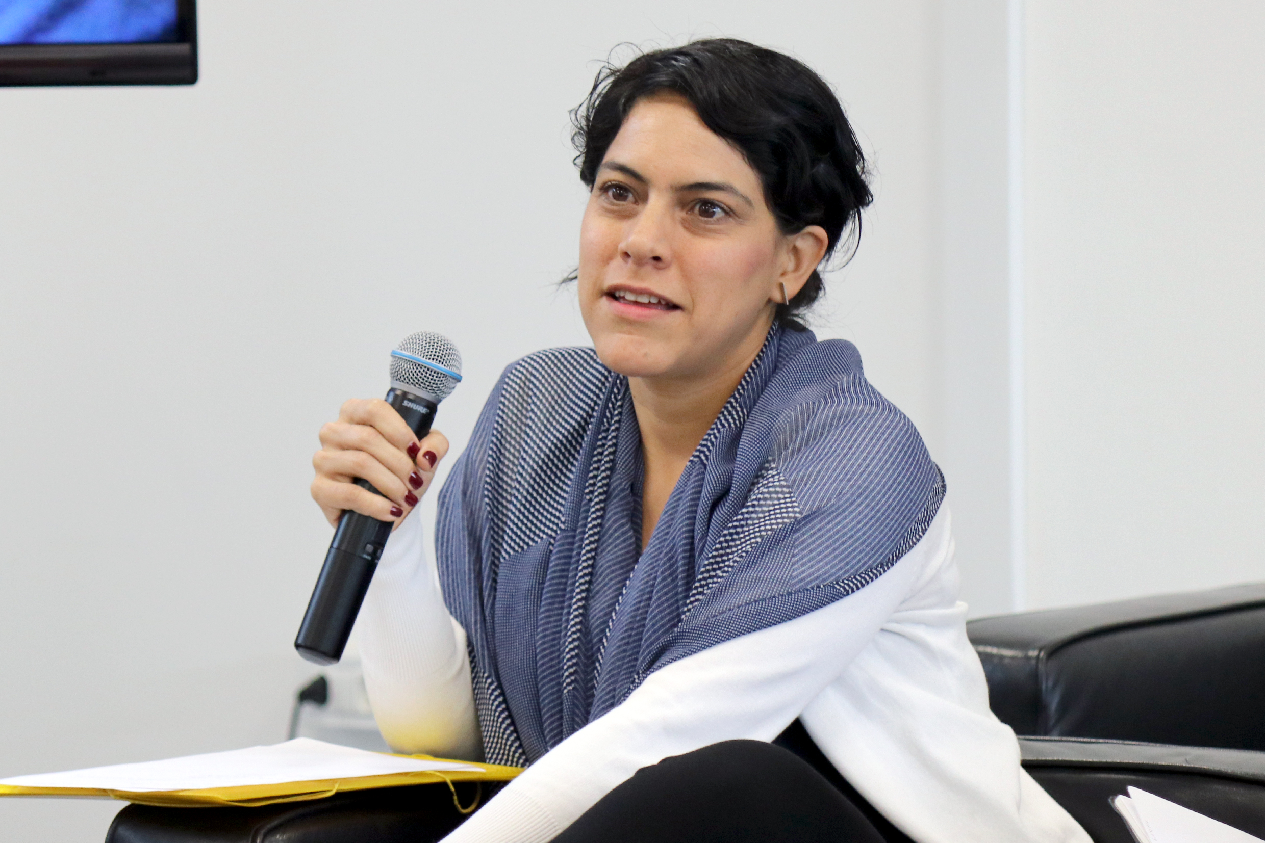 Julia Buenaventura faz perguntas ao expositor