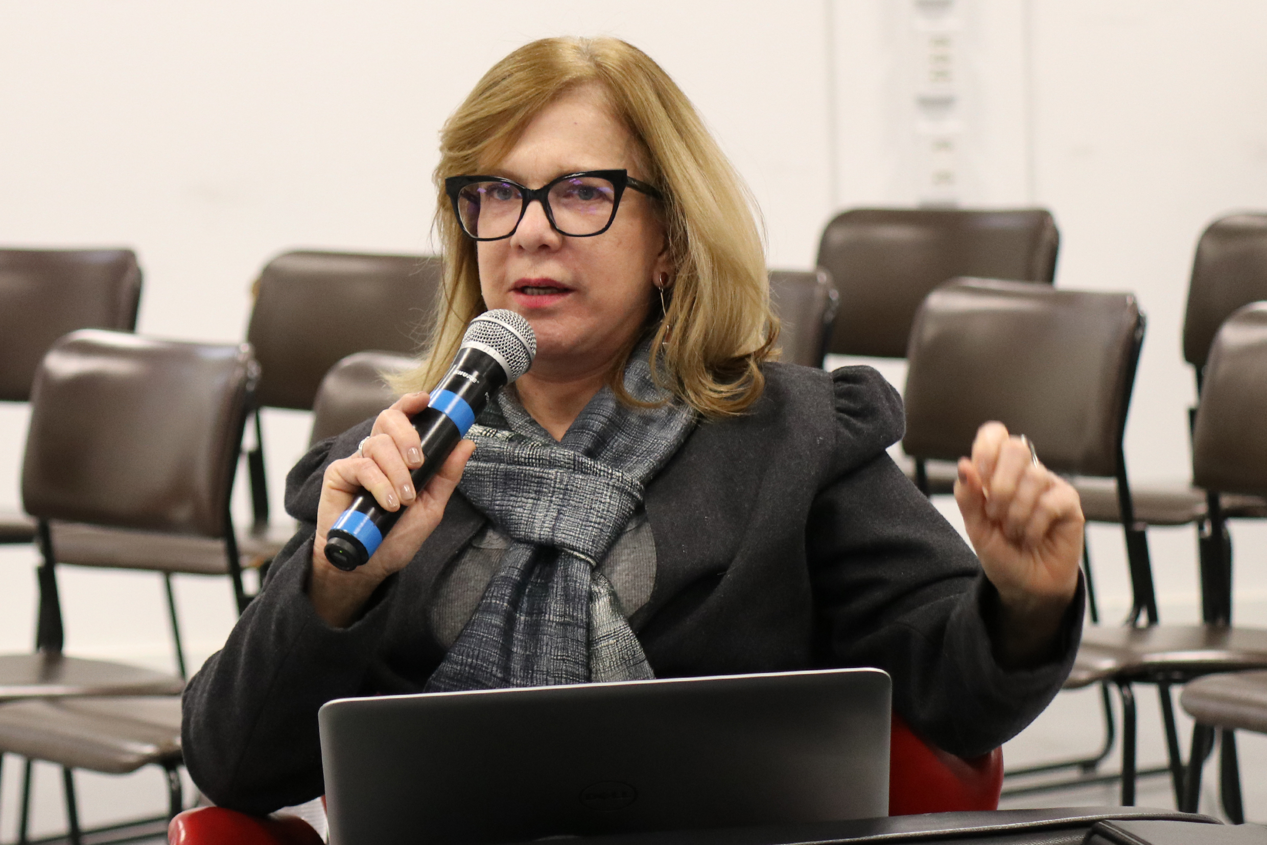 Anália Ribeiro faz perguntas aos expositores