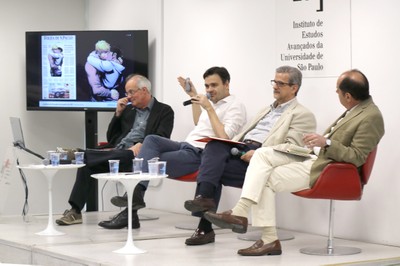 João Gabriel de Lima, Vinicius Mota, Luiz Roberto Serrano e Eugênio Bucci