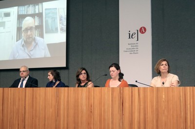 Paulo Saldiva (via Skipe), Jorge Hallak, Zilá Sanchez, Elaine Frade Costa, Roxane Ré e Sandra Farsky