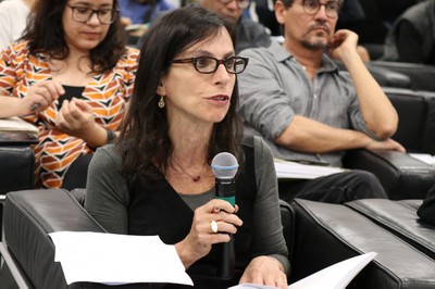 Lilia Schwarcz fala durante o debate