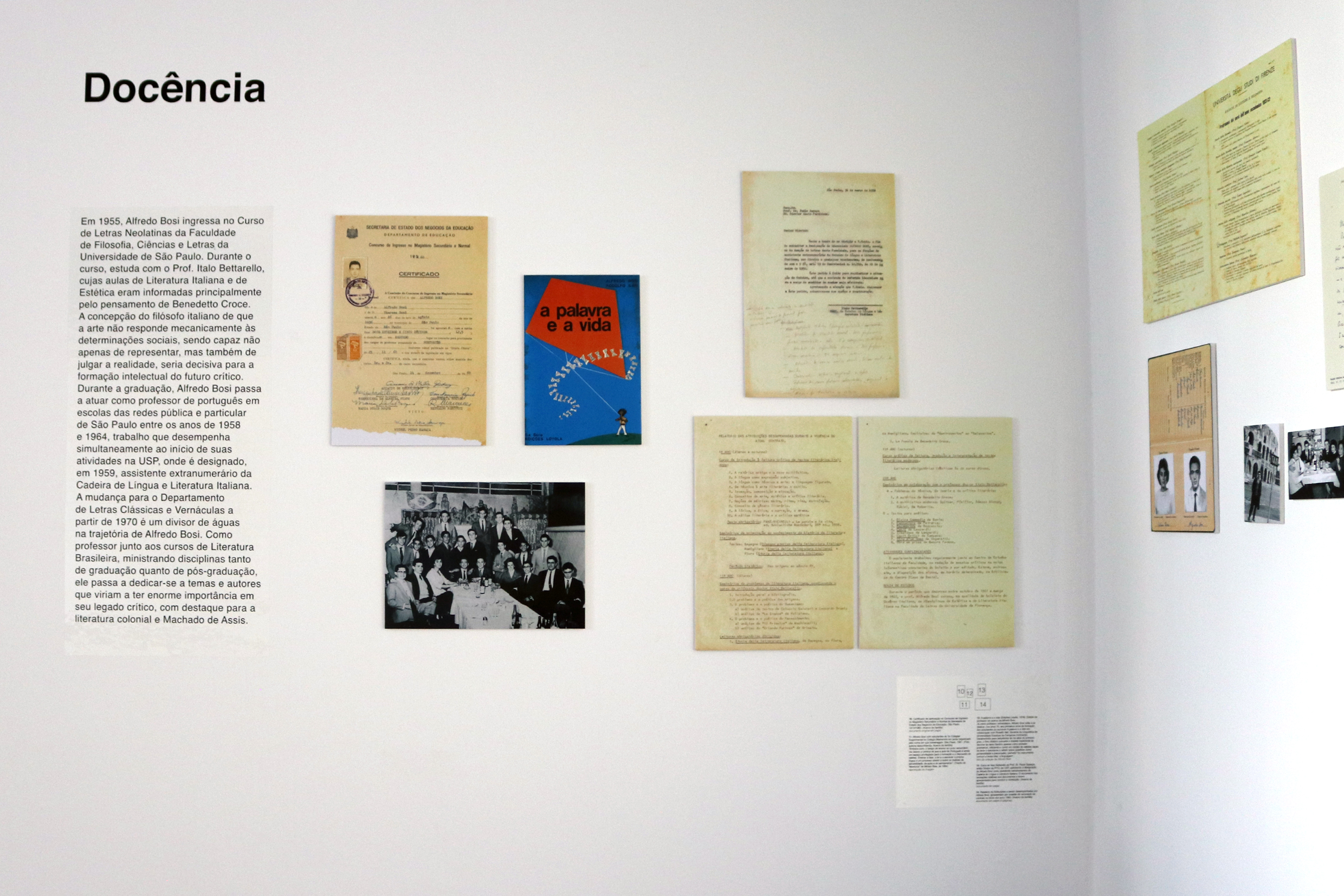 Detalhe da Exposição Alfredo Bosi: eixo "Docência"
