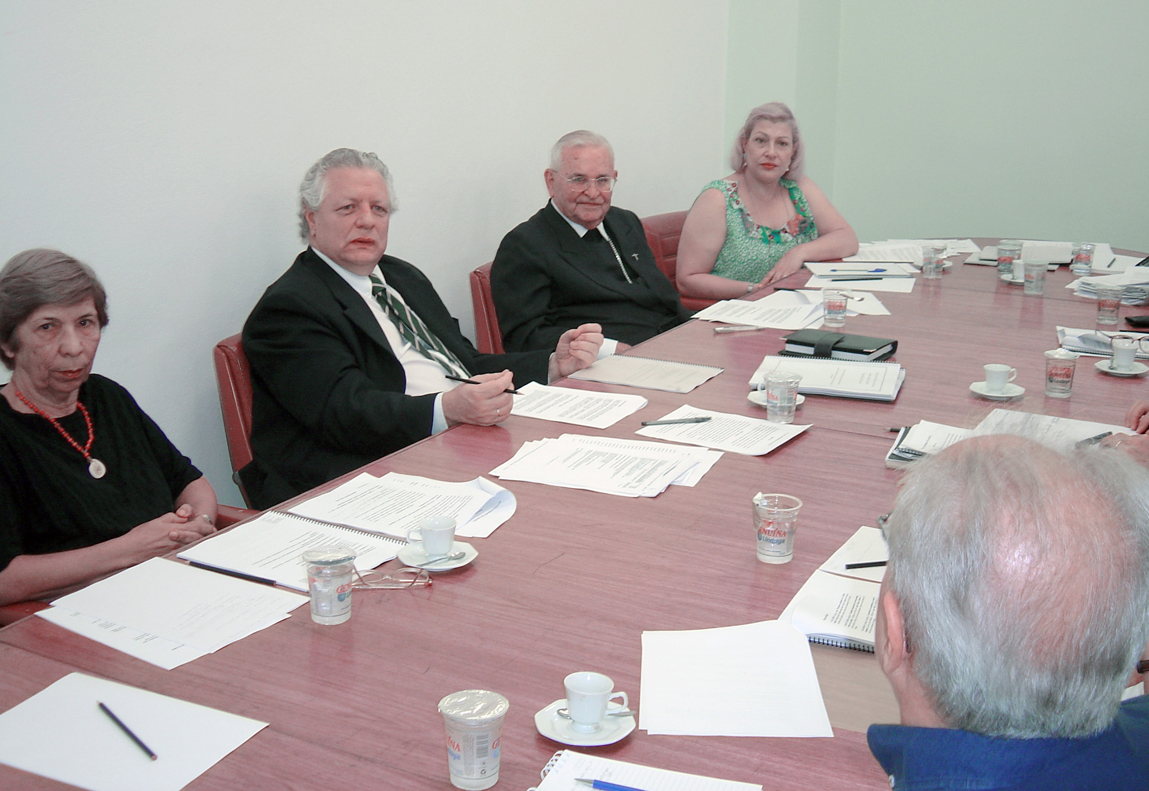 Yvonne Mascarenhas, João Steiner, Dom Paulo Evaristo Arns, Fausta Katuni e de costas, César Ades