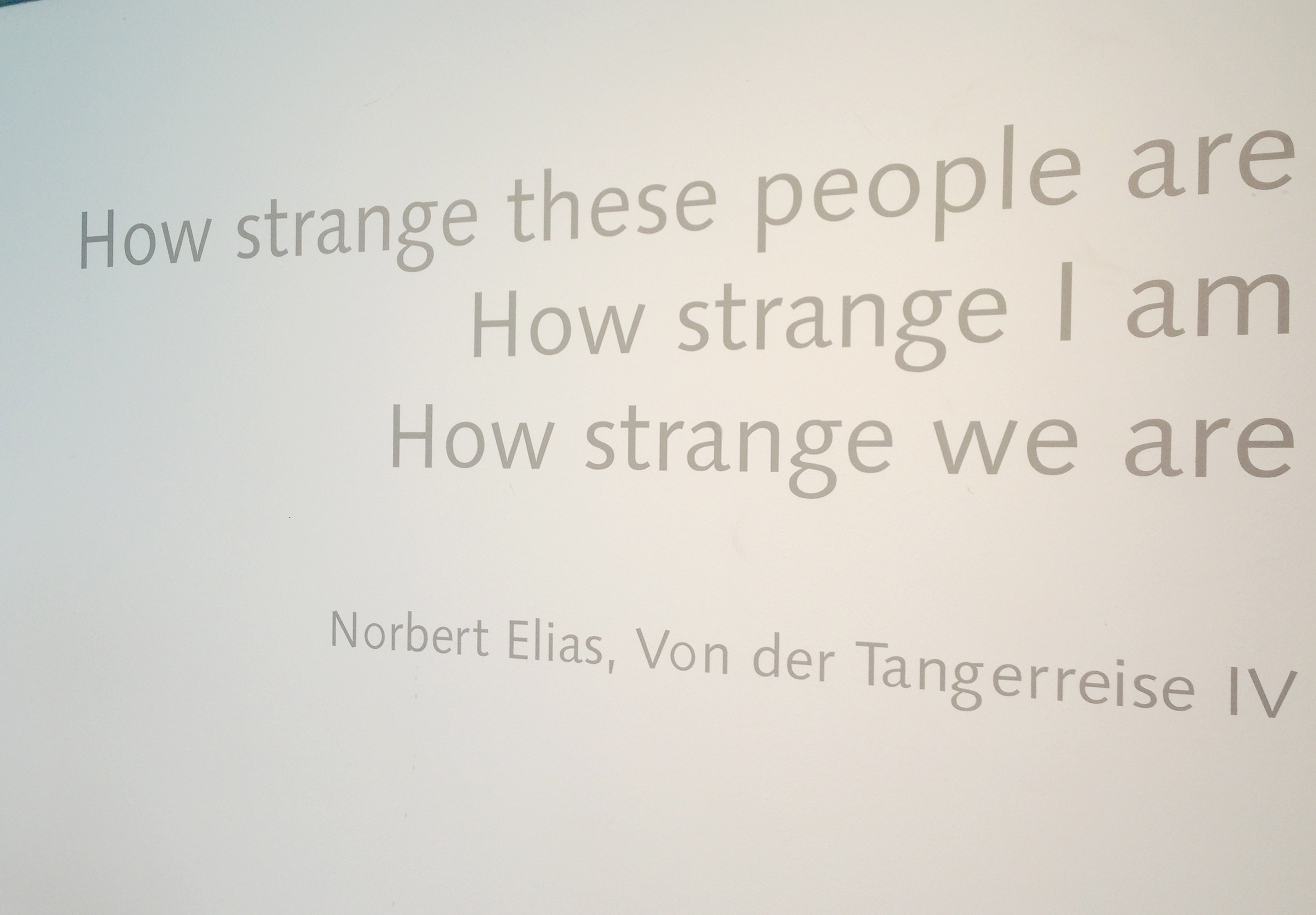 Frase de Norbert Elias impressa na parede do hall 