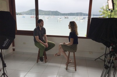 David Gange e Nikki Moore durante as filmagens para o Mooc - 08/03/2017