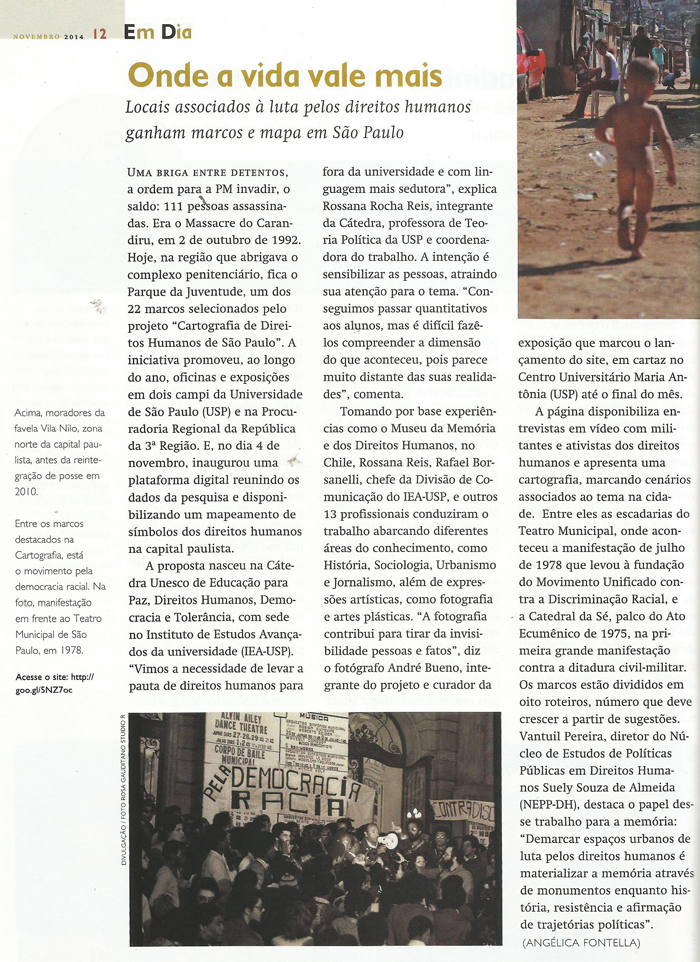 Notícias sobre a Cartografia dos Direitos Humanos