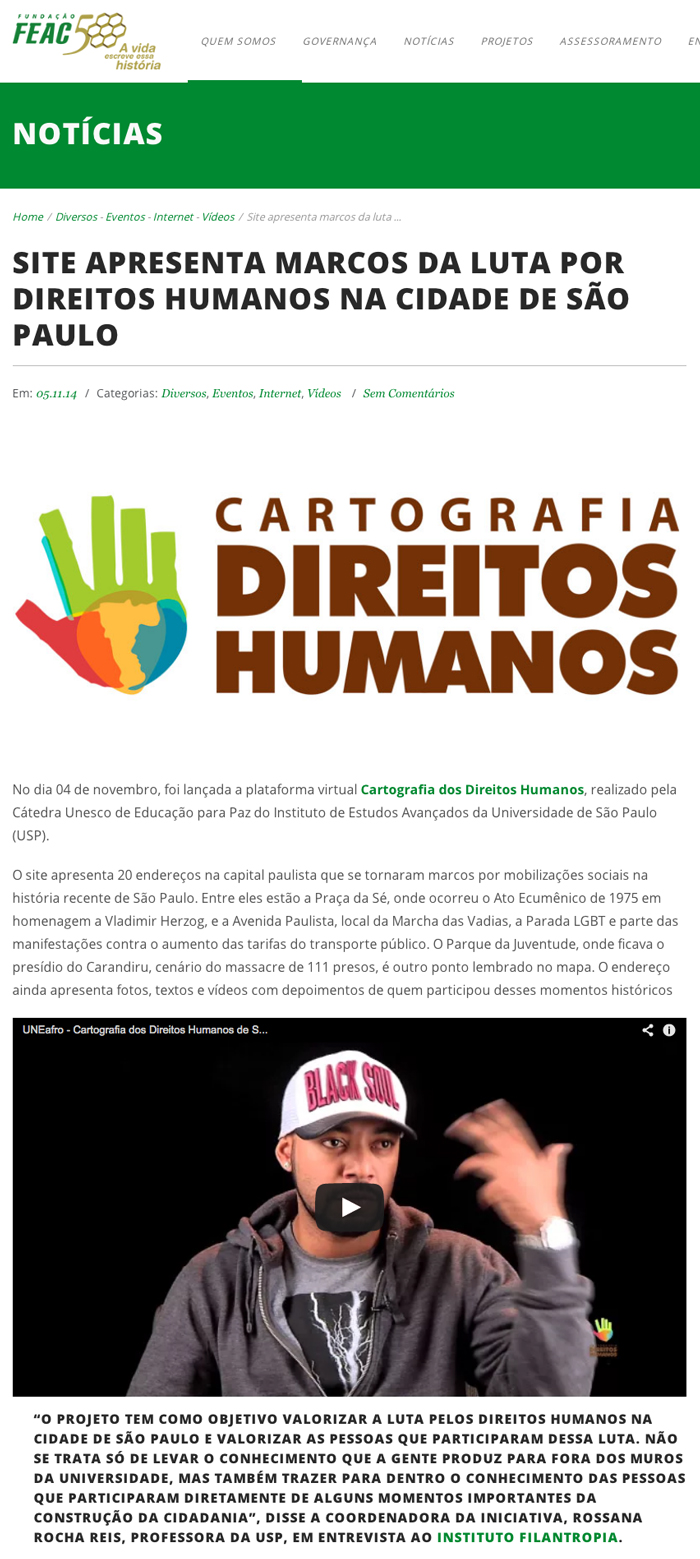 Notícias sobre a Cartografia dos Direitos Humanos