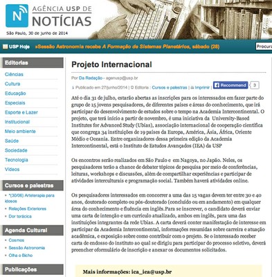 Notícia sobre a Intercontinental Academia