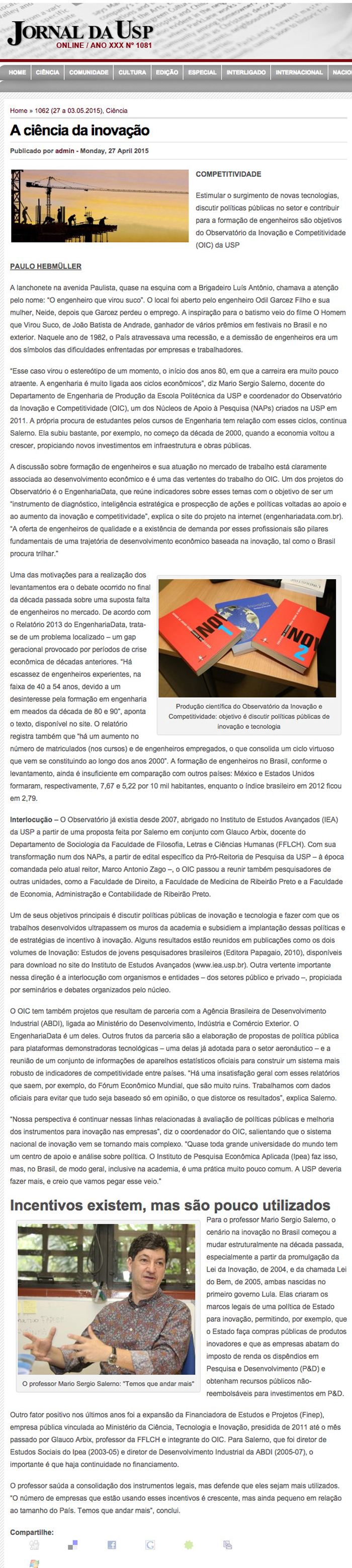Entrevista com Mario Sergio Salerno, coordenador do OIC