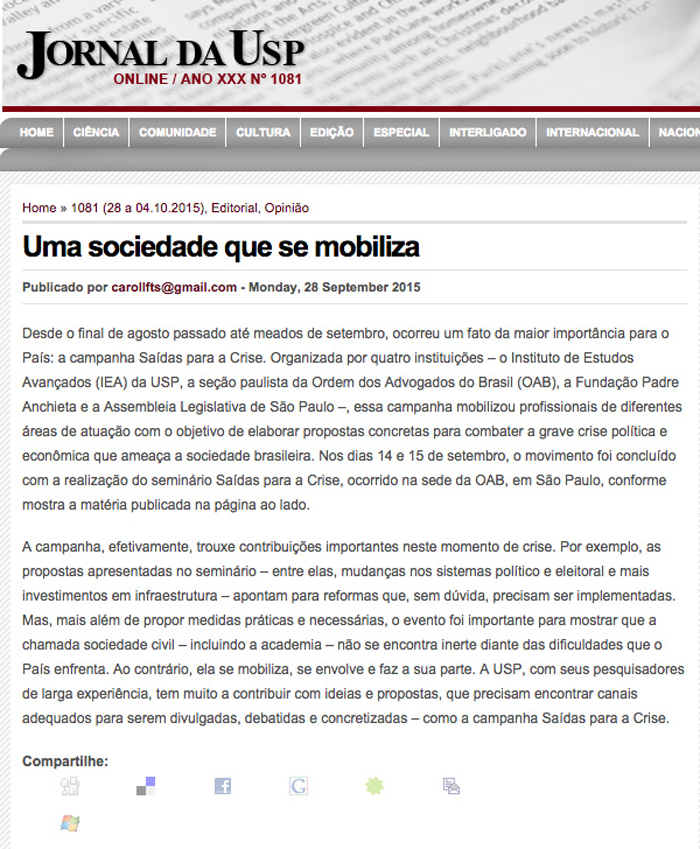 Saídas para Crise