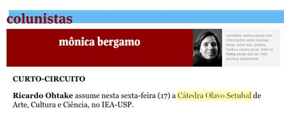 Nota sobre Cátedra Olavo Setúbal