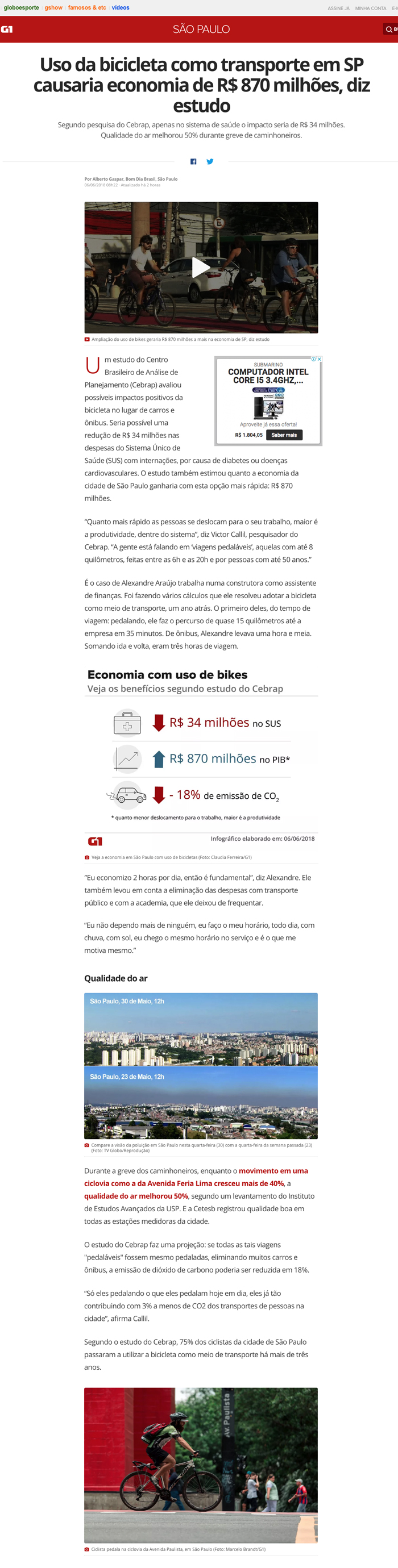 Uso da bicicleta em SP
