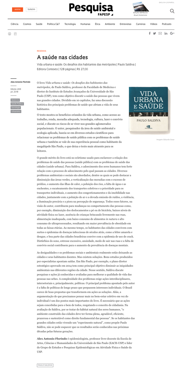 Livro Vida Urbana e Saúde