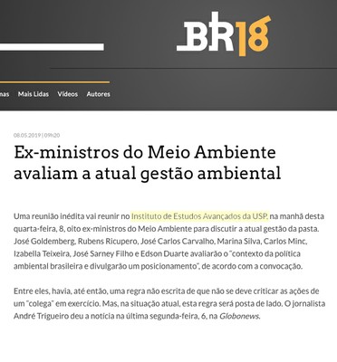 Encontro de ex-ministros do Meio Ambiente