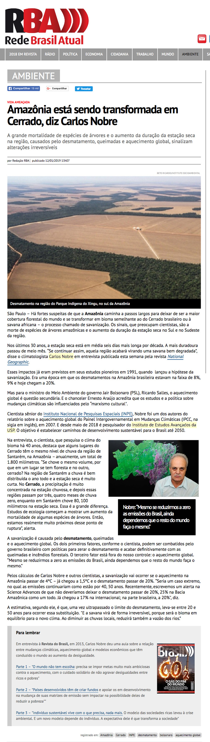 Amazônia esta sendo transformada em Cerrado
