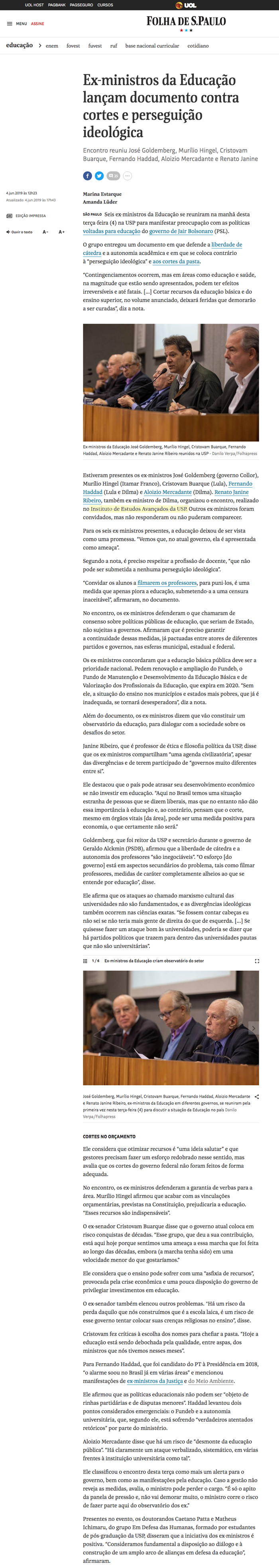 Encontro de ex-ministros da Educação
