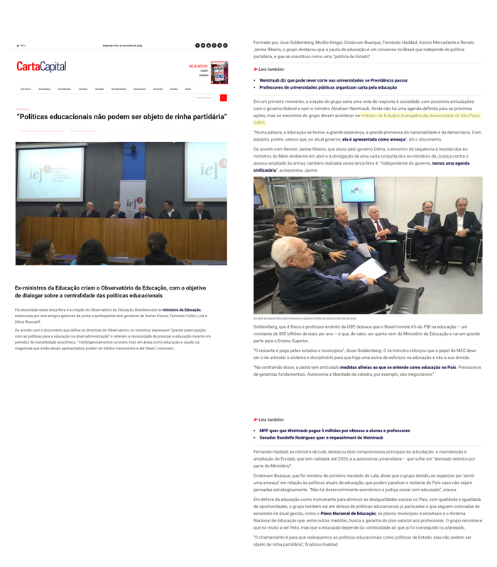 Encontro de ex-ministros da Educação