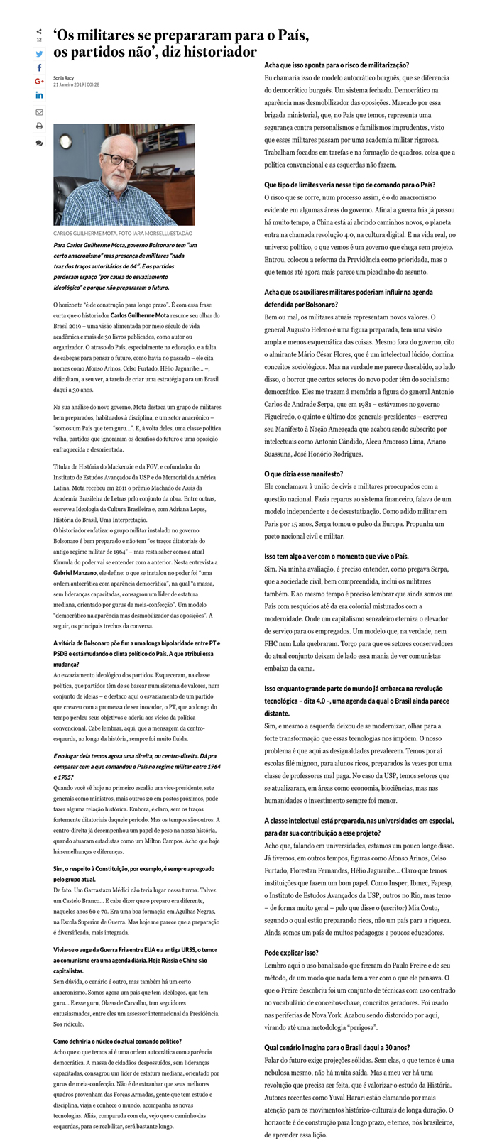 Entrevista de Carlos Guilherme Mota