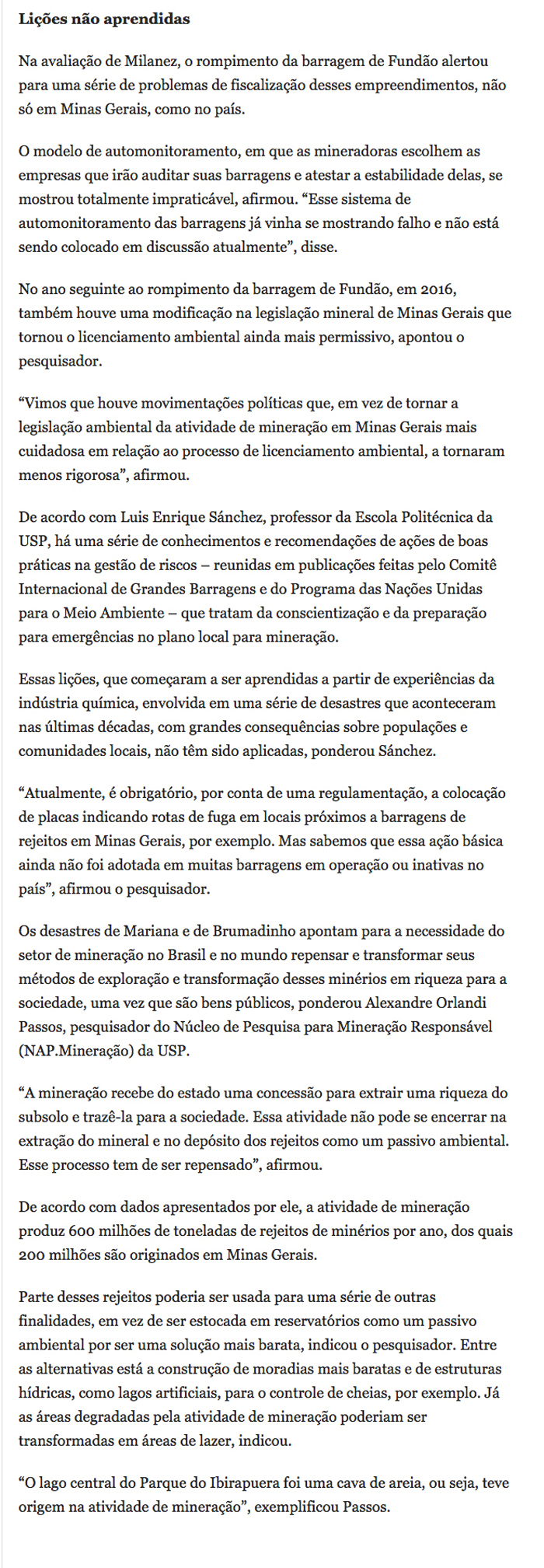 Risco de rompimento de barragens de rejeitos aumenta com queda no preço dos minérios - pag 3