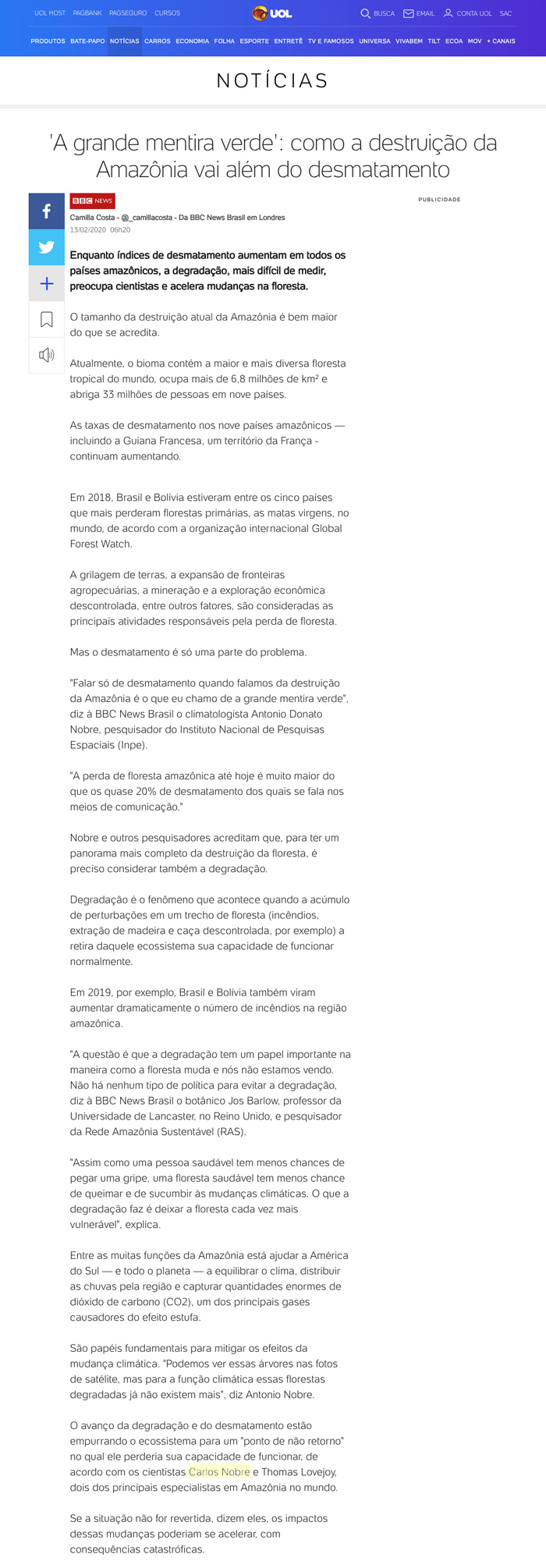 A grande mentira verde como a destruição da Amazônia vai além do desmatamento  - Pag-1
