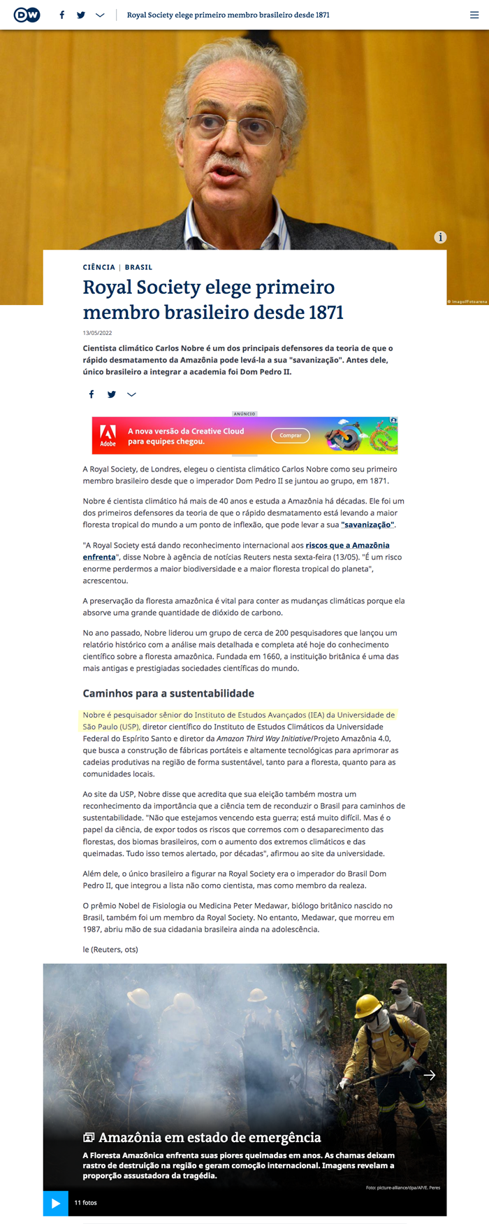 Carlos Nobre eleito membro da Royal Society